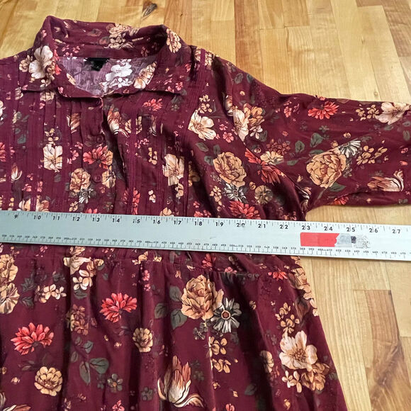 Torrid Top Lace Trim Babydoll Tunic Textured Stretch Rayon Floral Blouse 2X‎ EUC - Picture 9 of 12